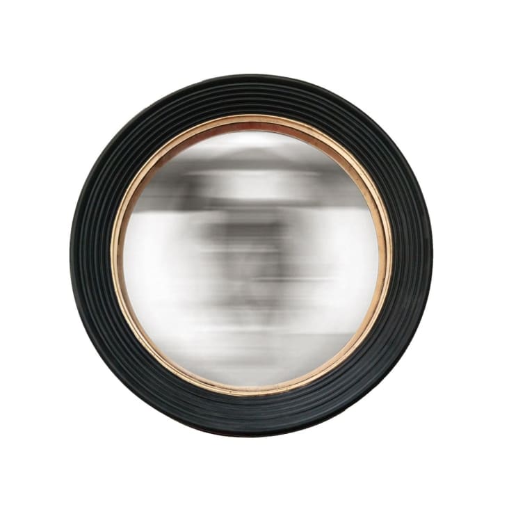 Miroir rond convexe en bois de paulownia en métal doré effet vieilli D88  CALLIOPE