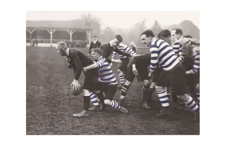 Photo ancienne couleur rugby n°07 cadre noir 40x60cm