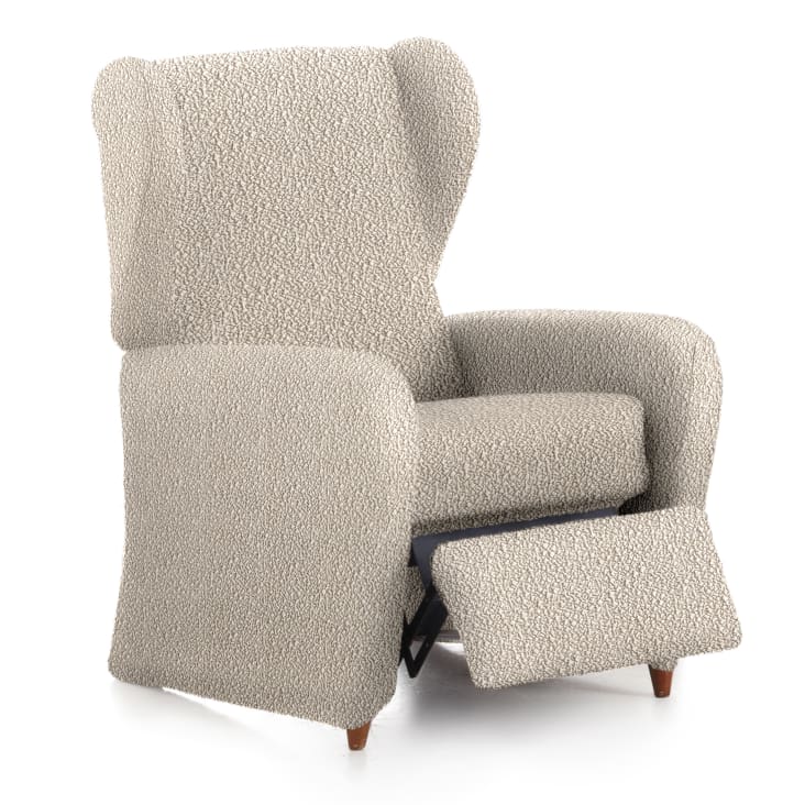 Funda De Sofá Elástica Eysa Para Sillón Relax Con Pies Juntos – Tejido Bielástico, Diseño Harlem, Color Crudo