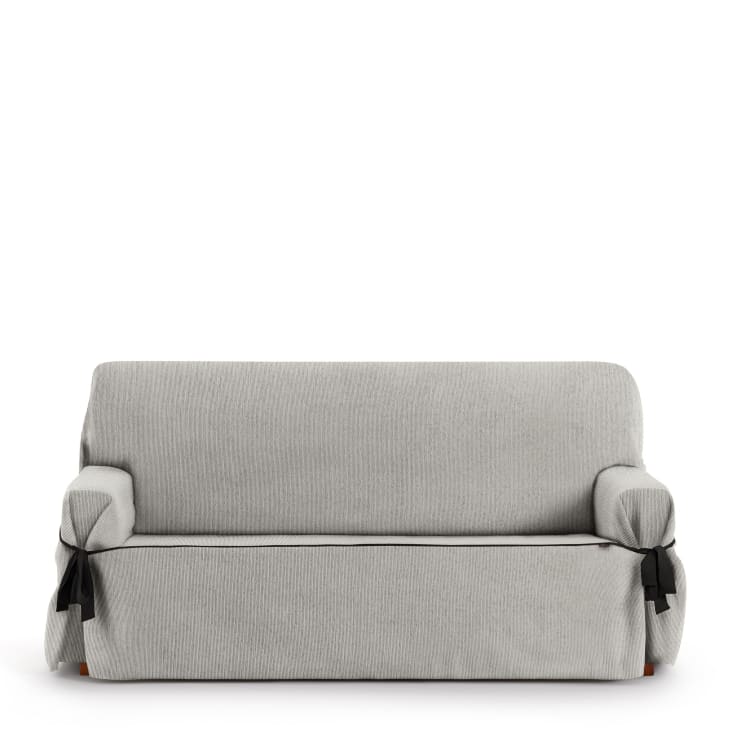 Funda de sofá 2 plazas con lazos gris claro 140 - 180 cm EYSA