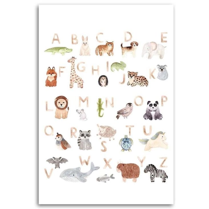 Affiche enfant abécédaire animaux en papier blanc NORWOOD