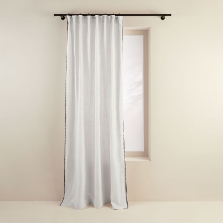 Tende In Voile E Lino Trasparenti - Set 2 Pezzi 140x175 Cm Bianco