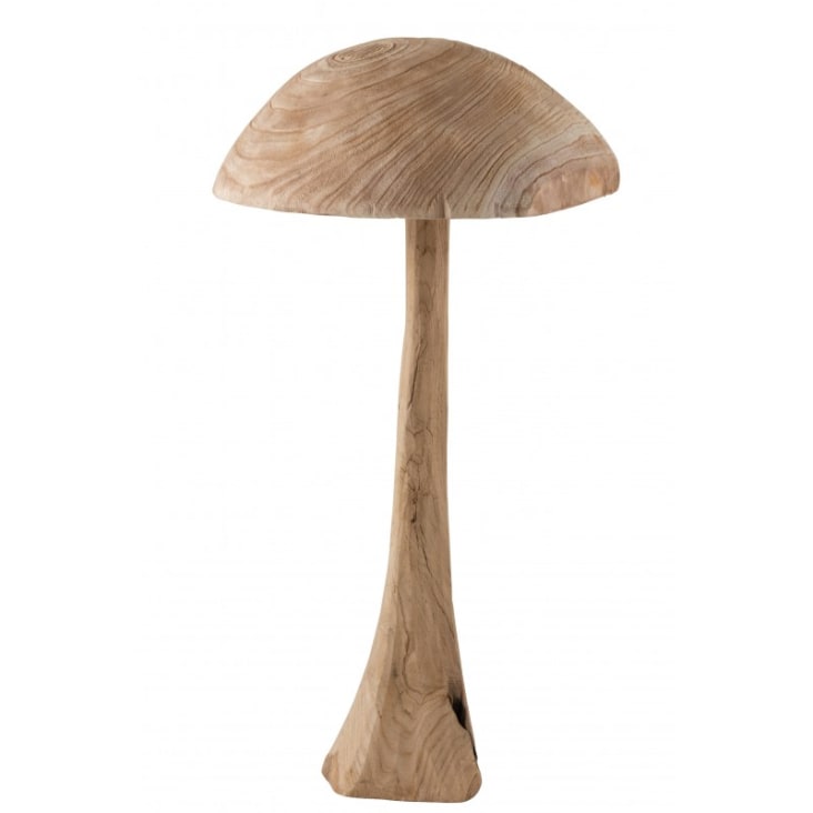 Champignon en bois avec rainures Automne déco champignon  bois de manguier naturel 10×Ø8cm-05443