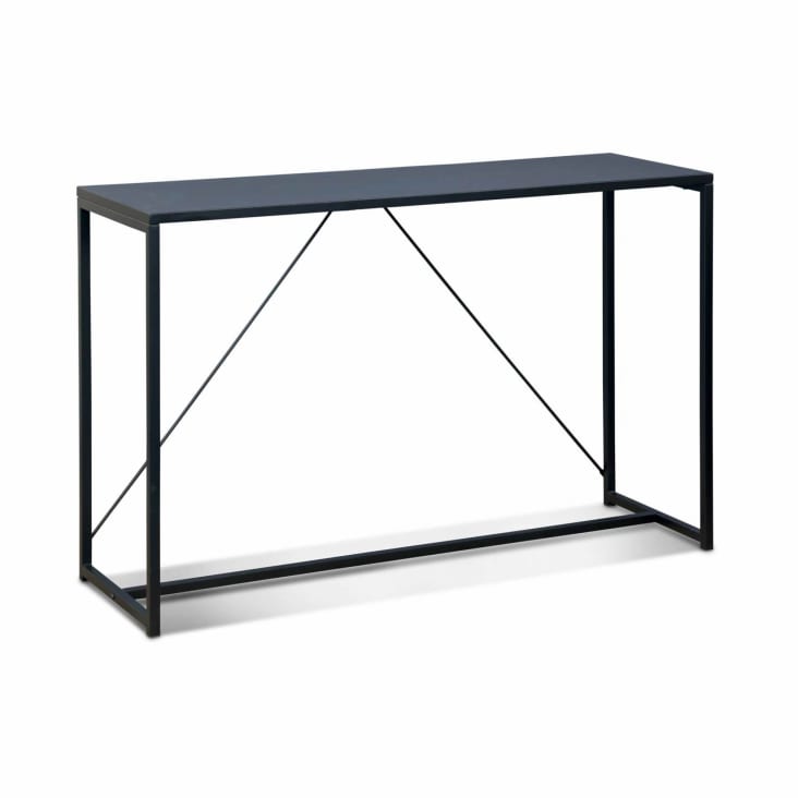 Mueble TV en metal negro 140x40x40cm - Industrial - barra de refuerzo