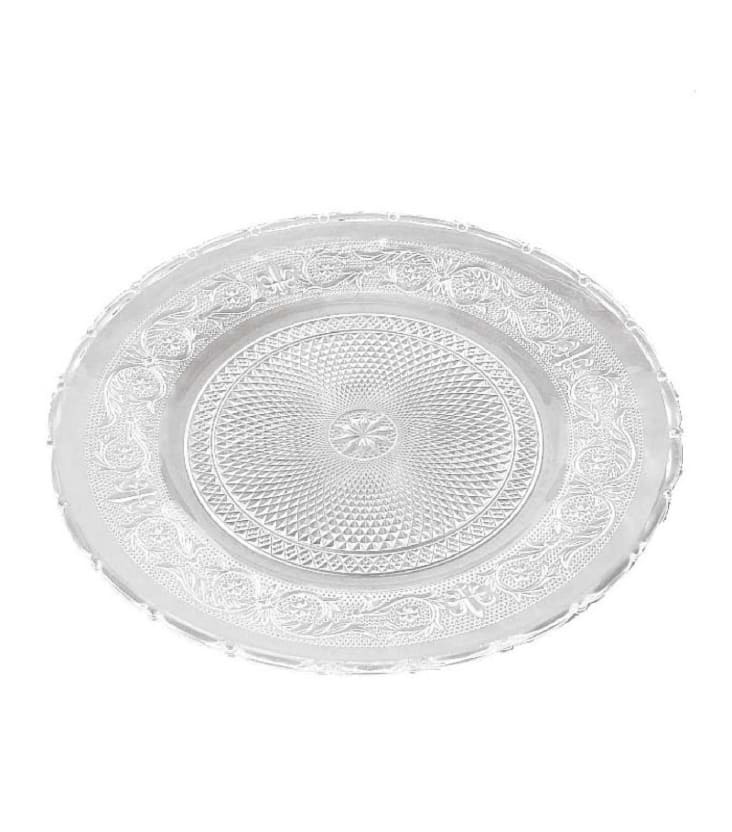 Assiette transparente verre à motifs romance - 25x25x2cm