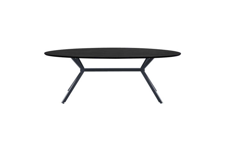 Table à manger ovale en MDF noir 6 personnes, 220x100 cm