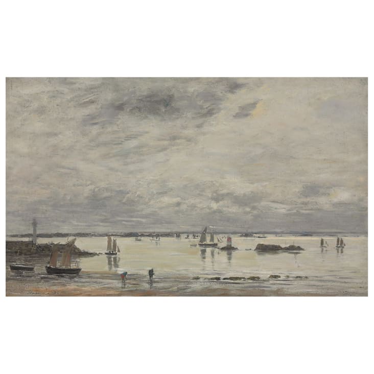 Reproduction Toile/Cadre Eugène Boudin 'Villerville, Rivage' - Prêt à Accrocher