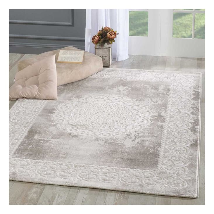 Tapis D'entrée Moderne Style Oriental 60x110 Cm - Couleur Beige, Antidérapant Et Facile à Nettoyer