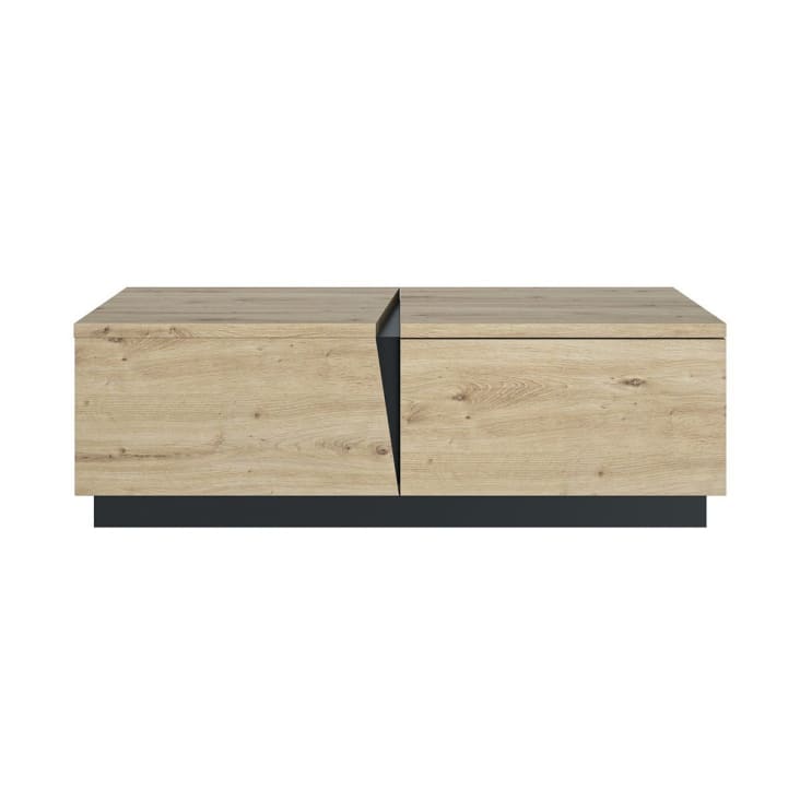 Tavolo basso 1 cassetto 1 scomparti L114 cm - Effetto rovere et nero