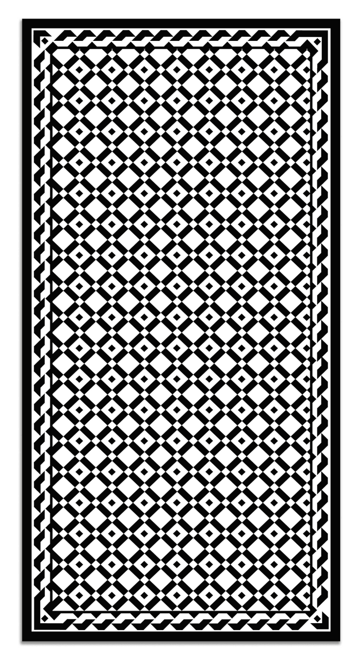 Alfombra vinílica geometría cuadrados negro 60x200 cm