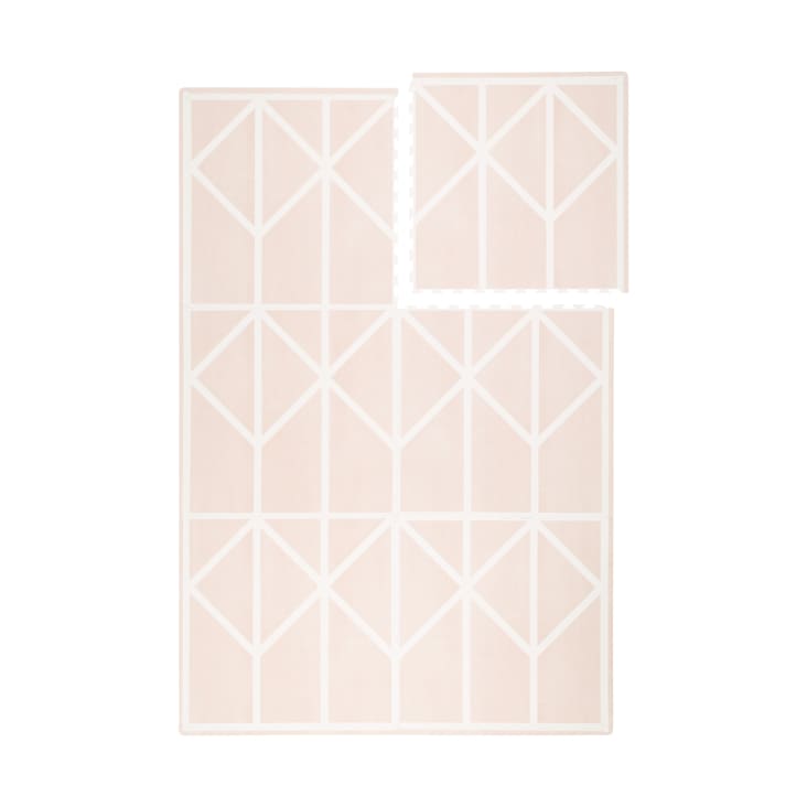 Tapis de jeu bébé - mousse - tapis puzzle - 145x145cm - gris, rose