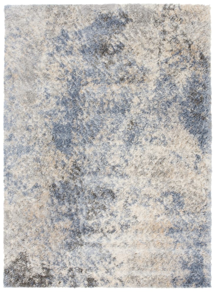 Tappeto salotto azzurro crema grigio astratto shaggy 80x150 VERSAY