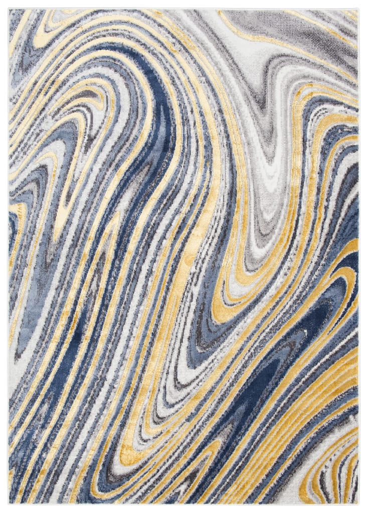 Tappeto salotto azzurro oro crema effetto marmo 120x170 SHINE