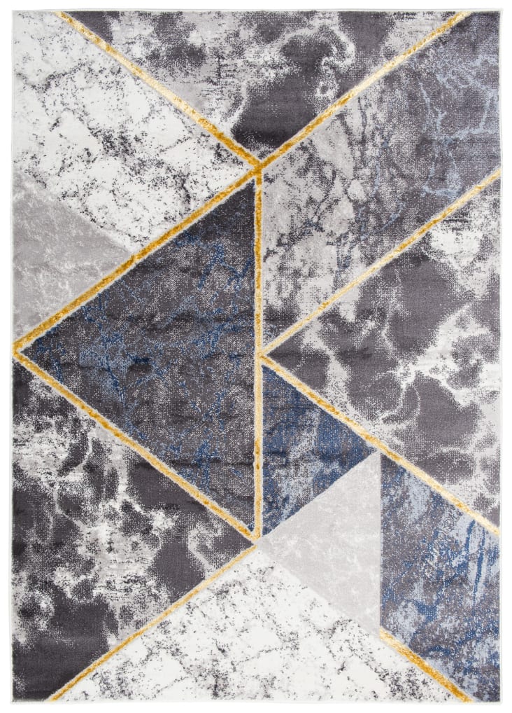 Tappeto soggiorno blu grigio oro marmo geometrico 200x300 SHINE