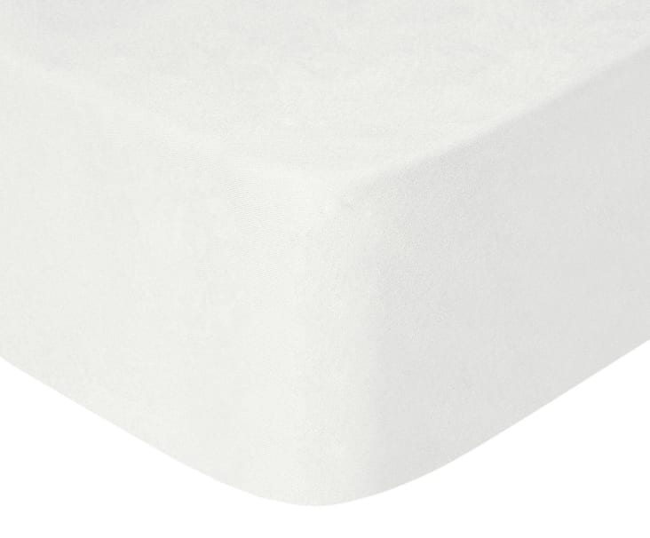 Sábana bajera de punto ajustable 100% algodón blanco cama 150/160 cm WHITE