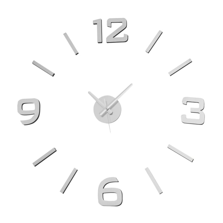 Reloj de pared adhesivo Aurea 200 MVN de metacrilato plata, Ø90
