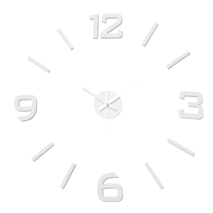 Reloj de pared adhesivo de PVP y sintético blanco