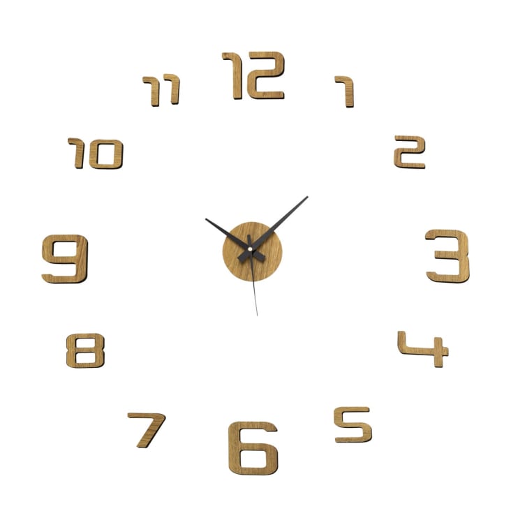 Reloj pared adhesivo redondo 50 cm Dorado