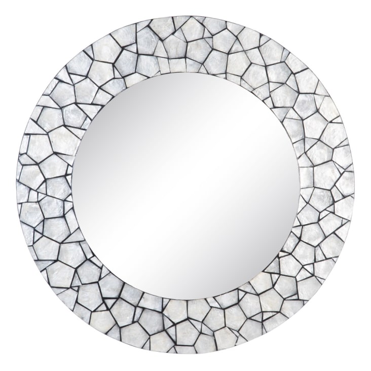 Espejo con mosaico blanco