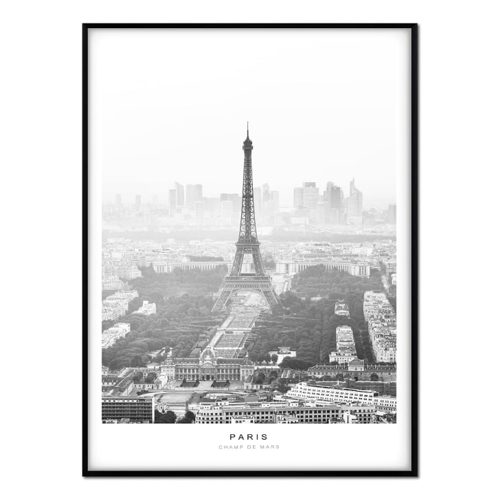 Tableau en toile imprimé Tour Eiffel et parapluie rouge avec cadre en bois  noir 30x40cm - PARIS
