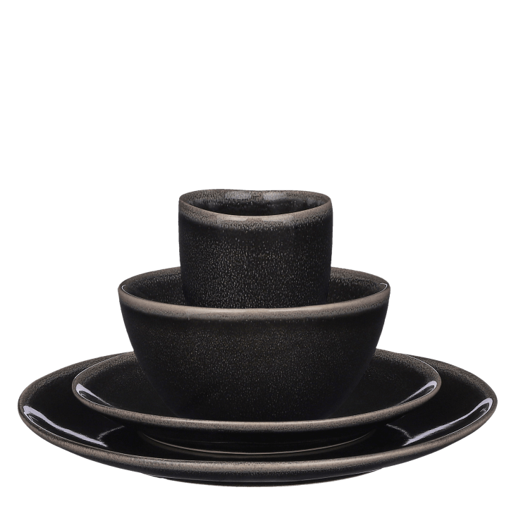 Vajilla de cerámica negra de 16 piezas Tabo