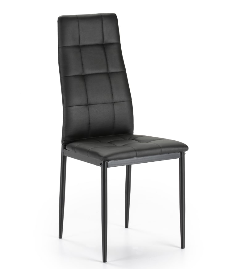 Set de 4 chaises salon tapissées noir, 42 cm x 51 cm x 97 cm CHELSEA