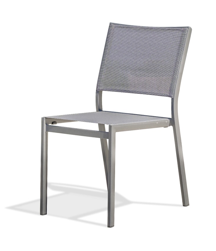 Chaise de jardin empilable en aluminium et toile plastifiée anthracite