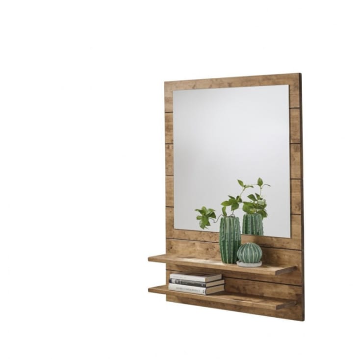 Recibidor de entrada flotante con espejo. Fabricado en madera Guanacaste de  2 pulgadas de grosor. •Dimensiones = 60cm largo x 20cm…
