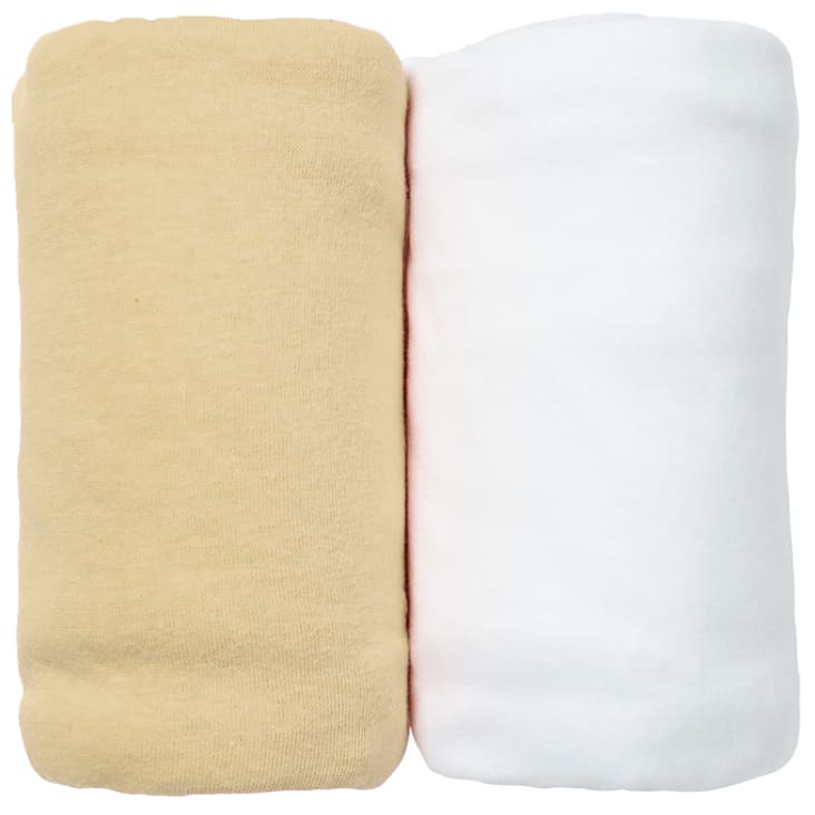 Lot De 2 Draps Housses Jersey 70x140 Cm Coton Bio Blanc Jaune Gamme Bio