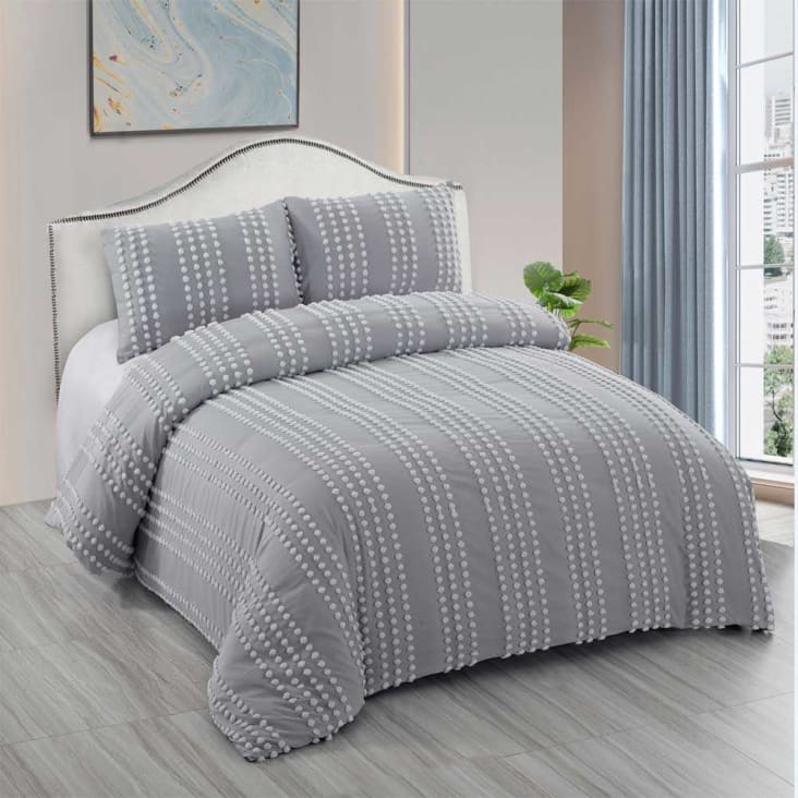COTTON ARTean - Funda nórdica orio gris 100% algodón orgánico gris cama 135