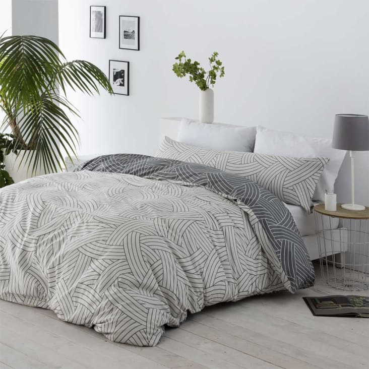 Funda nórdica 100% algodón orgánico gris 150x220 cm cama 90 ORIO