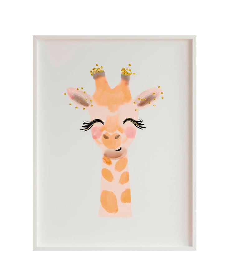 Impression de girafe encadrée en bois blanc 43X33 cm