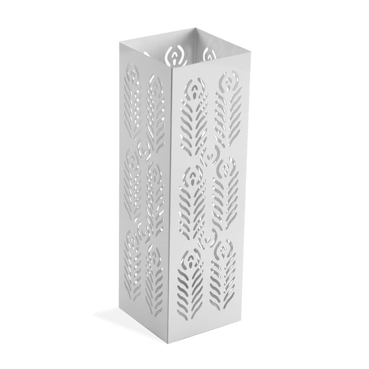 Paragüero blanco redondo de metal, diseño de gotas, 49 x 19,5 cm