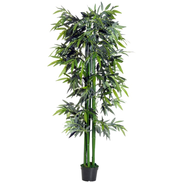 Planta artificial Palmera de bambú con maceta negro 170 cm