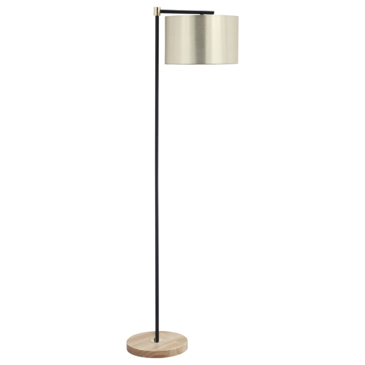 Lámpara de pie 152cm con dos focos fuste color cobre y pantallas blancas  metal 20W E14