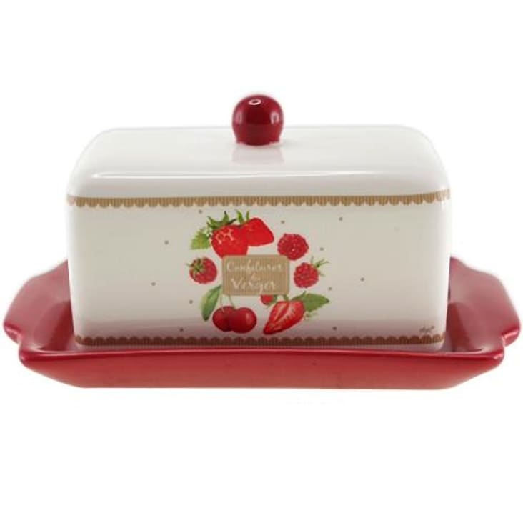 Boîte à beurre fraises en céramique FRAISES