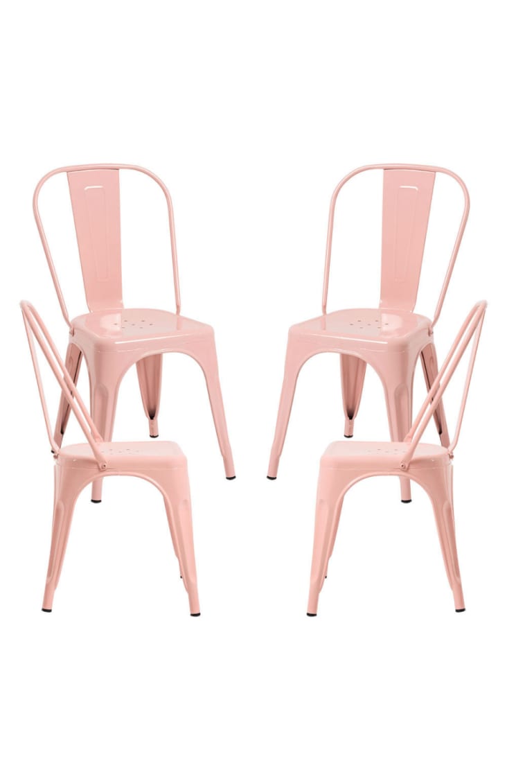 Pack 4 sillas color rosa en acero reforzado