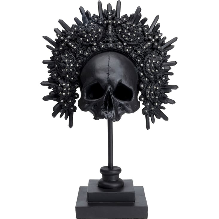 Tête de Skull Figurine Crâne Décoration à Poser Totem Original Statuette en  Résine Noire et Blanche 11,5x23,5x46cm