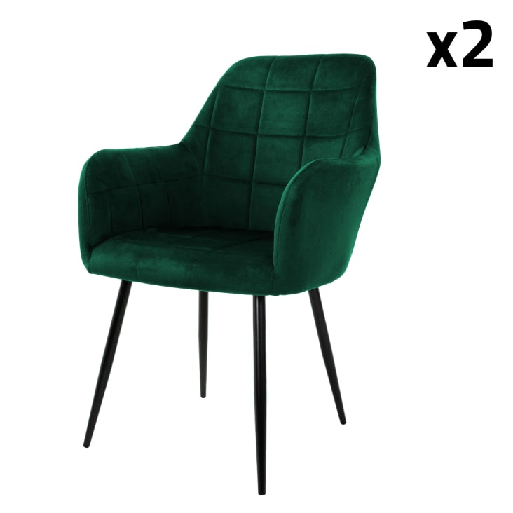 Set of 2 Esszimmerstühle, Maisons dunkelgrün, | Rücken- Armlehnen Monde und du