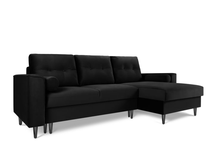 Canapé d'angle 4 places en velours noir