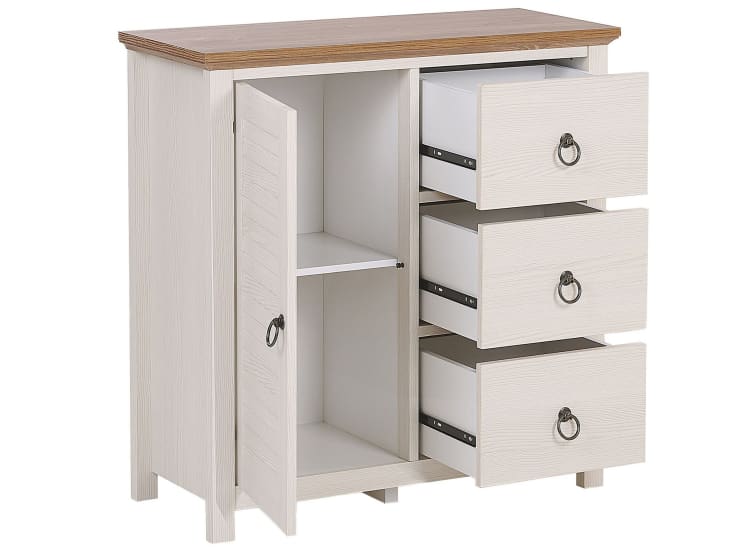 Credenza a 3 cassetti bianco crema e legno KIRKLAND Maisons du Monde