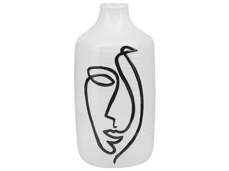 Grès Vase à fleurs 22 cm Blanc Noir