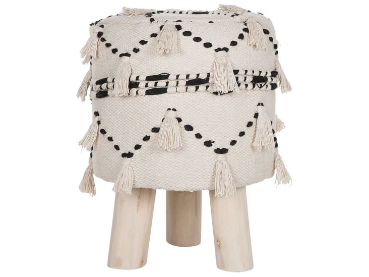 Baxton Studio Millani Sgabello Moderno In Lino Beige – Con Schienale Scrollback E Gambe Nere