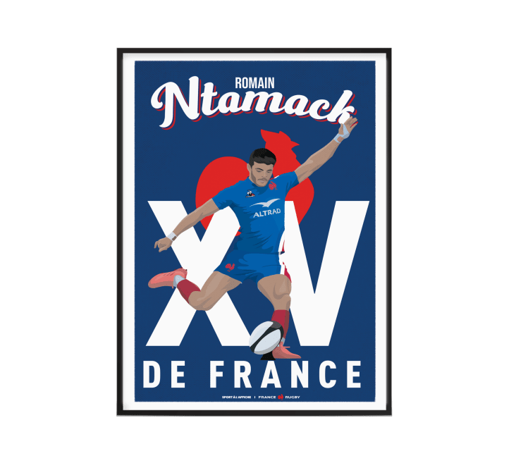 Affiche XV de France - Illustration Romain Ntamack 40 x 60 cm