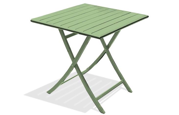 Mesa de jardín plegable de aluminio verde claro