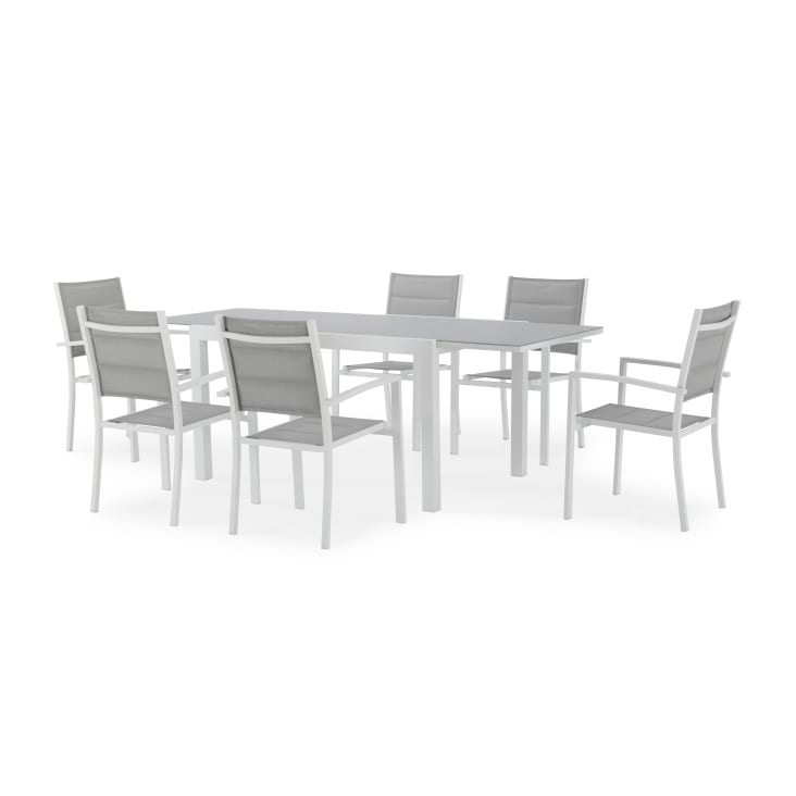 Conjunto mesa jardín aluminio y 6 sillas textilene Serie Parma
