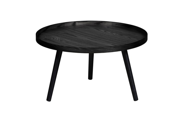 Mesa auxiliar redonda de madera negra de 550 mm con mesa auxiliar