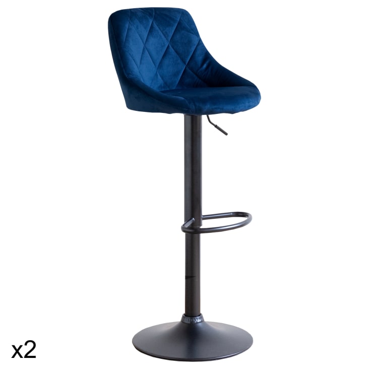 Set 2 Sgabelli Da Bar In Velluto Con Poggiapiedi – Altezza 65/75 Cm, Gambe Metalliche Bianche, Portata 200kg - 4