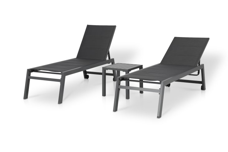 Ensemble de chaises longues hautes et table basse gris anthracite