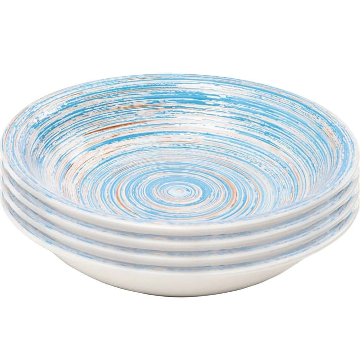 Lot De 6 Assiettes Plates En Grès Bleu D27 Magma | Maisons Du Monde